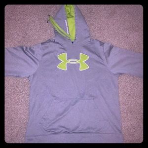 Under armor neon green and gray hoodie.